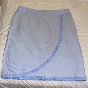 J Crew periwinkle blue oxford wrap skirt with zip in back NWT size 14